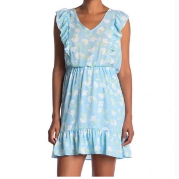 NWT-Collective Concepts Blue Floral Dress Size Medium - Picture 1 of 9